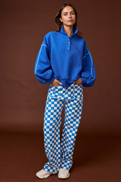 that's the point contrast piping pullover | cobalt
