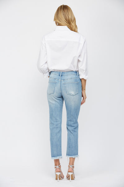 lauren mid-rise cigarette crop jeans | powder blue