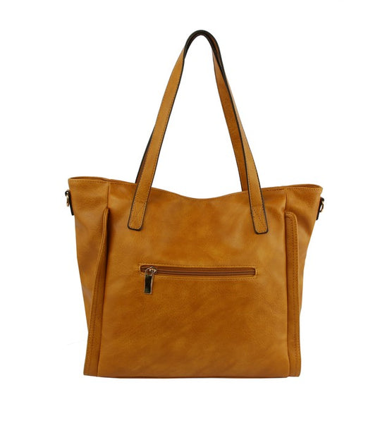 leather tote bag + wallet | mustard