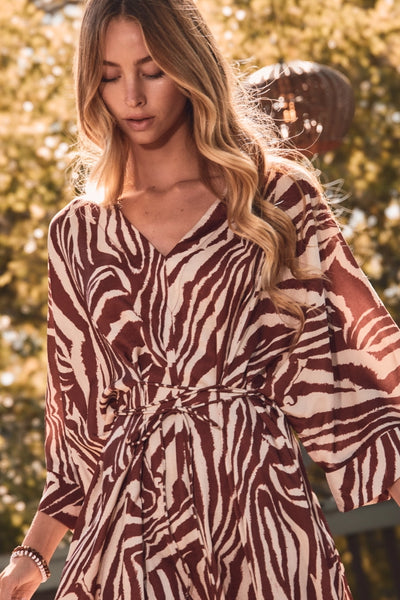hold onto to me zebra print multiway midi dress | wild mirage