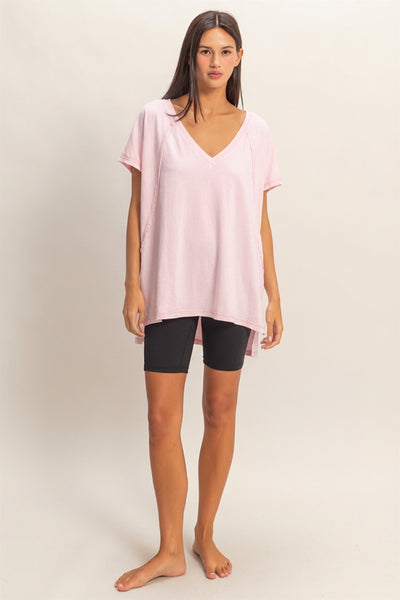 feeling your best oversized mineral wash top | soft pink