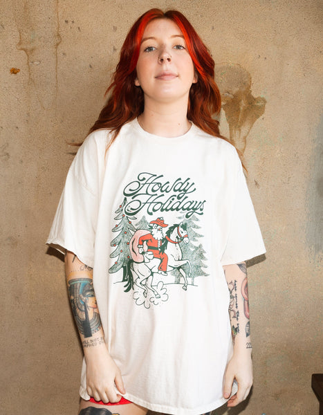 howdy holidays thrifted tee | off white