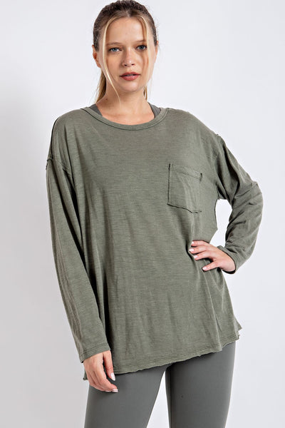 always low key mineral wash top | olive