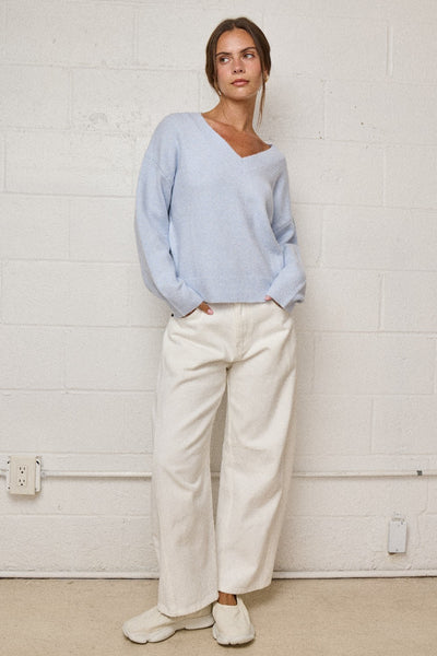 in the meantime brushed knit sweater | powder blue