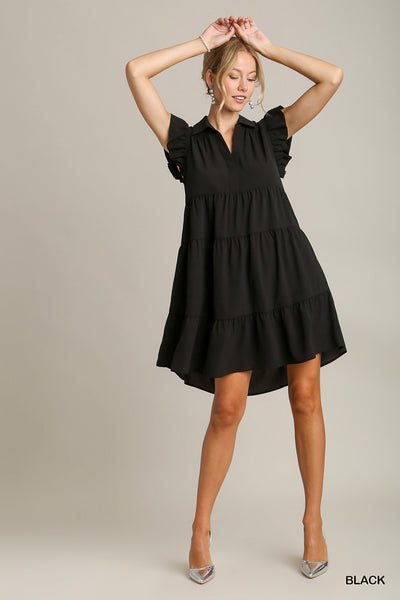 flirty flutter tiered dress | black