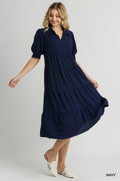 midnight elegance tiered maxi dress | navy