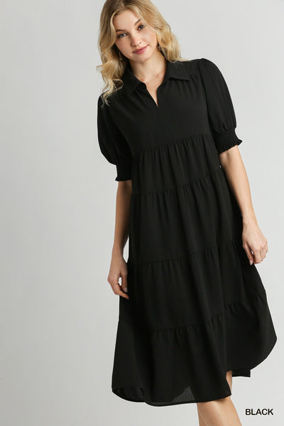 midnight elegance tiered maxi dress | black