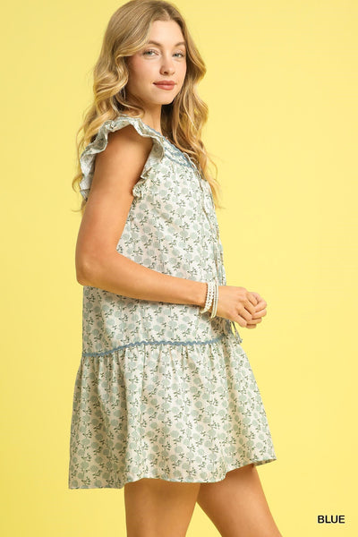 beneath the wind vintage bloom puff sleeve dress | blue
