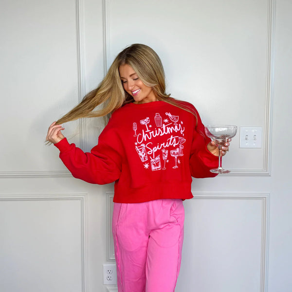 christmas spirits cropped sweatshirt | red poppy