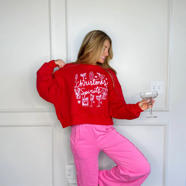 christmas spirits cropped sweatshirt | red poppy