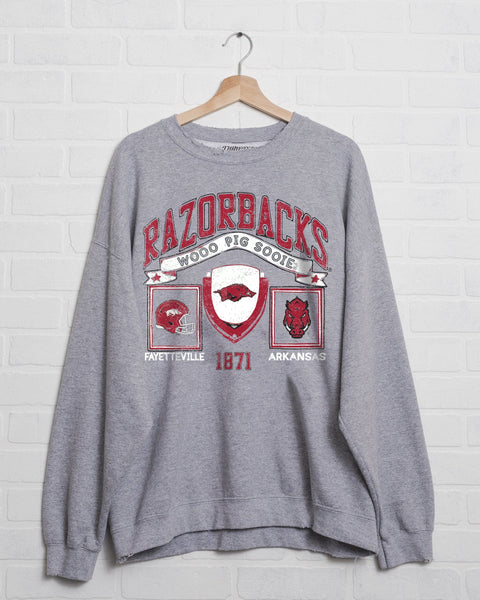razorbacks prep patch thrifted sweatshirt | gray