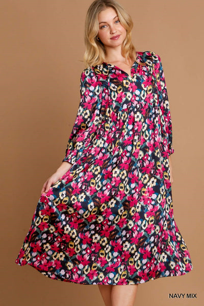 sweet serendipity floral maxi dress | navy mix