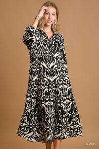 timeless charm tiered maxi dress | black + white