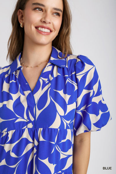 sunset steps tiered floral midi dress | blue + white