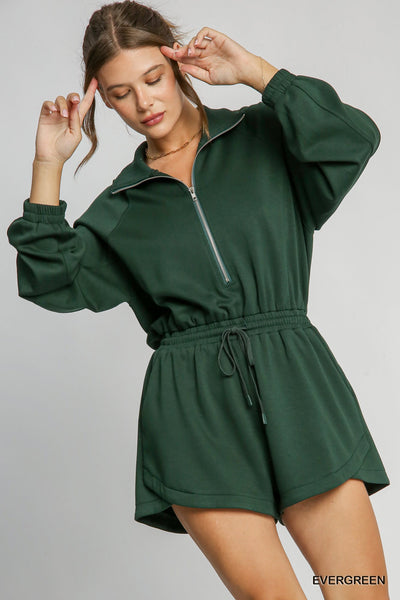 but a dream long sleeve butter romper | evergreen