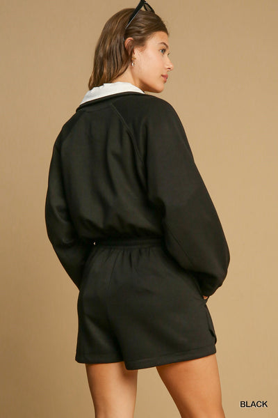 but a dream long sleeve butter romper | black