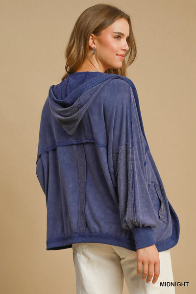 autumn retreat mineral wash cardigan | midnight