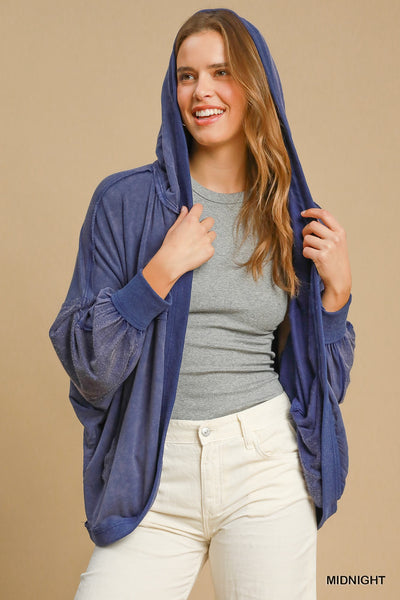 autumn retreat mineral wash cardigan | midnight
