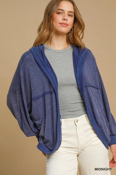 autumn retreat mineral wash cardigan | midnight