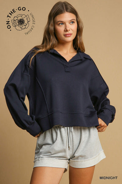 full speed ahead luxe knit pullover | midnight