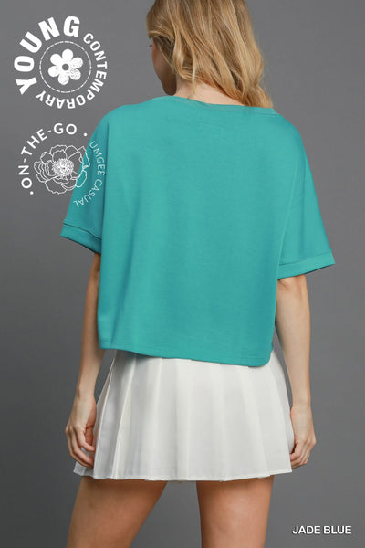 everything I want luxe knit top | jade blue