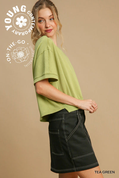 everything I want luxe knit top | tea green