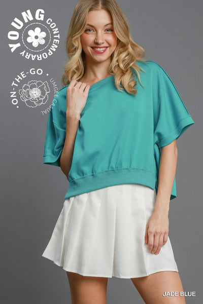 everything I want luxe knit top | jade blue