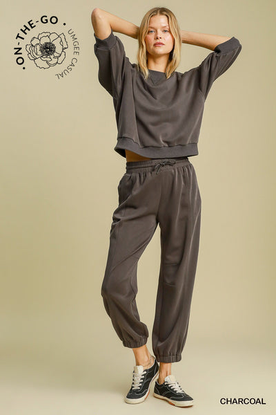 see what happens cupro blend joggers | charcoal