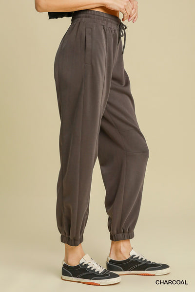 see what happens cupro blend joggers | charcoal