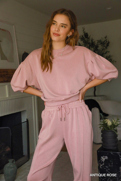 see what happens cupro crewneck | antique rose