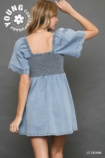 easy on me denim dress | light wash