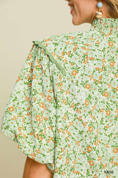 spring has sprung floral top | sage