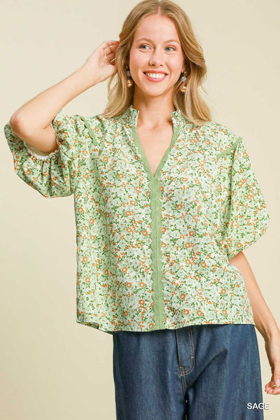 spring has sprung floral top | sage
