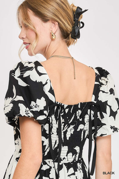 something new floral babydoll dress | black
