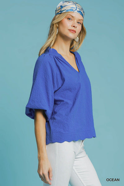 never ordinary seersucker top | ocean