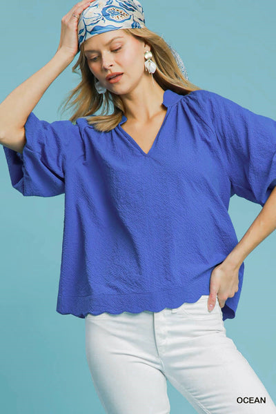 never ordinary seersucker top | ocean