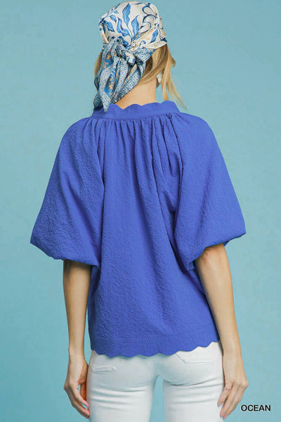 never ordinary seersucker top | ocean