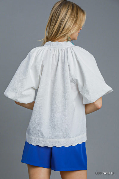 never ordinary seersucker top | off white