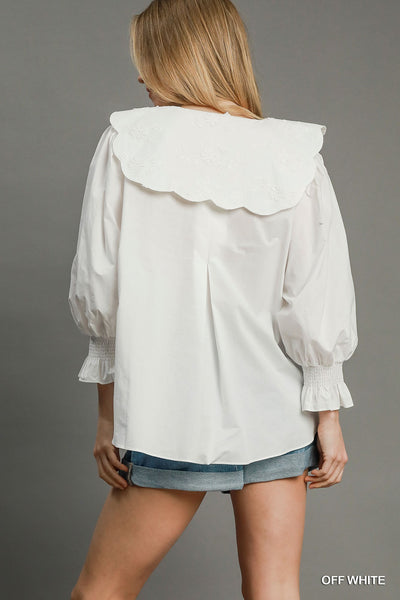follow my lead scalloped blouse | off white