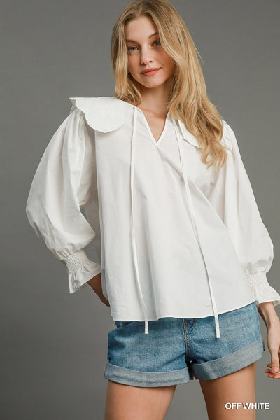 follow my lead scalloped blouse | off white