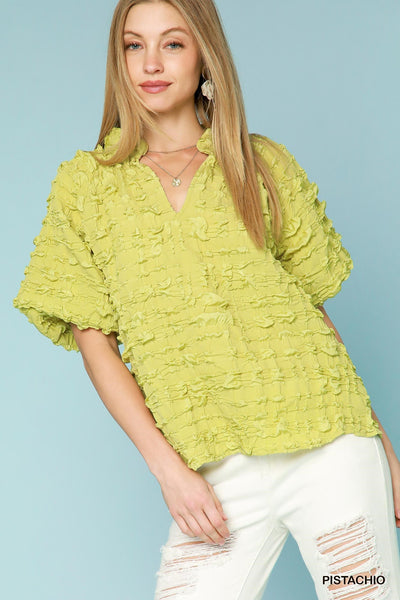 fashion forward textured top | pistachio