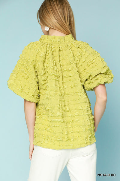 fashion forward textured top | pistachio