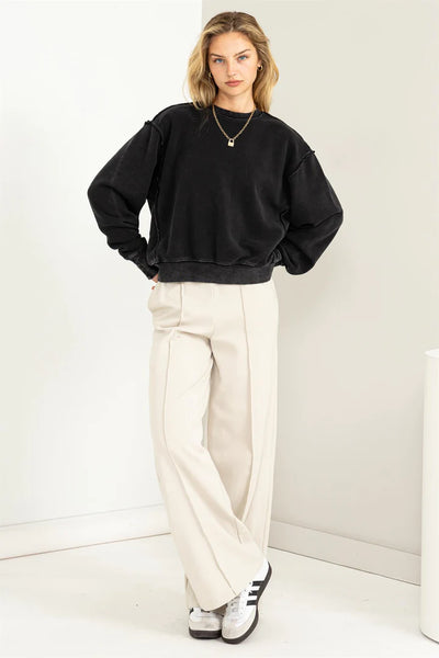 taking it easy pullover | black