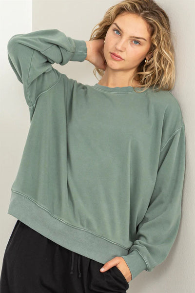 chilly nights relaxed sweatshirt | gray green