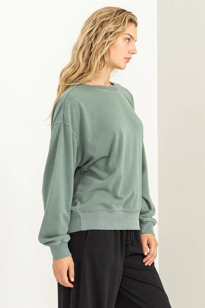 chilly nights relaxed sweatshirt | gray green