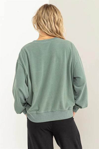 chilly nights relaxed sweatshirt | gray green