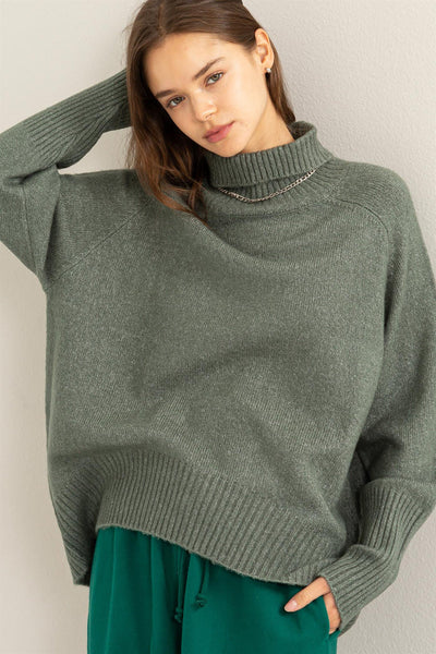 days to remember turtleneck sweater | gray green