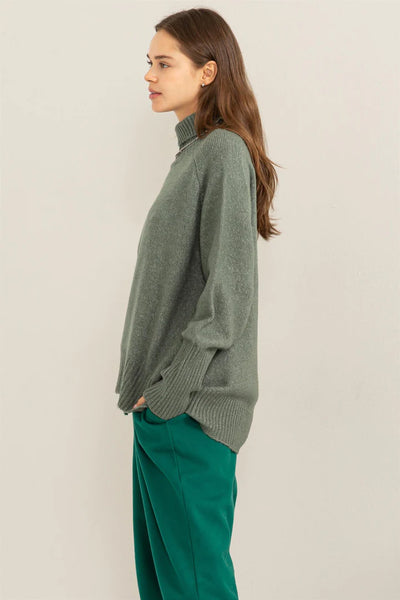 days to remember turtleneck sweater | gray green