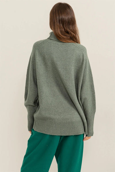 days to remember turtleneck sweater | gray green