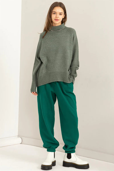 days to remember turtleneck sweater | gray green